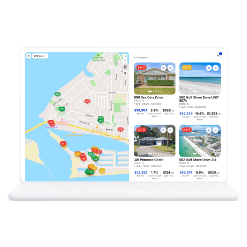 strIQ 2.0 map view with color-coded deal scores